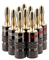 Banana Plugs FosPower 5 pares/10 peças banhadas a ouro 24K