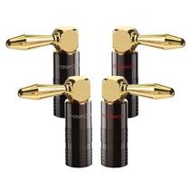 Banana Plugs FosPower em ângulo reto banhados a ouro 24K (2 pares) Banana Plugs FosPower em ângulo reto banhados a ouro 24K (2 pares)