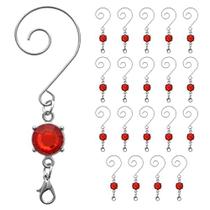 BANBERRY PROJETA Ganchos de Enfeite de Natal - Gema Brilhante Vermelha - Conjunto de 20 S-Hooks Decorativos de Fio de Prata