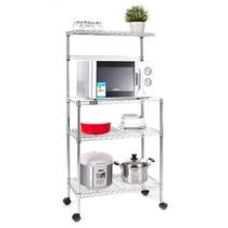 Bancada 4 Prateleiras Ajustávies Aço Cromado Rodízios Bancada 4 Prateleiras Ajustávies Aço Cromado Rodízios