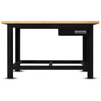 Bancada aberta 1500 x 600 mm com 1 gaveta tampo de madeira pinus - RLL-200 (Preto) Bancada aberta 1500 x 600 mm com 1 gaveta tampo de madeira pinus - RLL-200 (Preto)