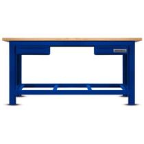 Bancada aberta com 02 gavetas e tampo de madeira pinus - RLL-210A (Azul)