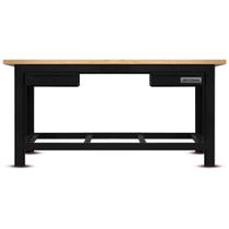 Bancada aberta com 02 gavetas e tampo de madeira pinus - RLL-210P (Preto)