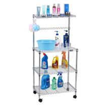 Bancada Aramada Aço 4 Prateleiras Altura Ajustável Rodízios Bancada Aramada Aço 4 Prateleiras Altura Ajustável Rodízios