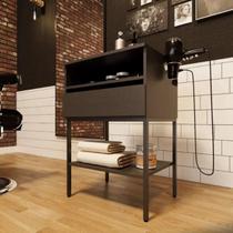 Bancada Auxiliar para Barbearia 1 Gavetas 1 Prateleira