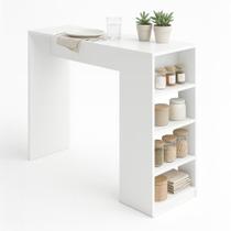 Bancada Balcão/Mesa de Cozinha Gourmet 3 Prateleiras 4 Nichos BMU158 120cm Cor Branco - BRV Móveis