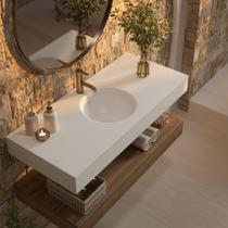 Bancada Banheiro com Cuba Esculpida Redonda Cristal 80 cm