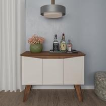 Bancada Buffet Oásis Pinho/ Off White 3 Portas Tampo com Borda Invertida e 4 Pés - Artely Bancada Buffet Oásis Pinho/ Off White 3 Portas Tampo com Borda Invertida e 4 Pés - Artely
