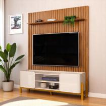 Bancada Cher E Painel Trento Para Tv Até 65 Polegadas 183x240cm Off White Freijó- Mabe Magazine Bancada Cher E Painel Trento Para Tv Até 65 Polegadas 183x240cm Off White Freijó- Mabe Magazine