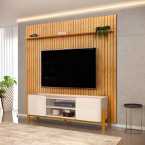 Bancada Cher e Painel Trento para TV até 65 Polegadas 250x240cm Off White Cedro- MABE MAGAZINE Bancada Cher e Painel Trento para TV até 65 Polegadas 250x240cm Off White Cedro- MABE MAGAZINE