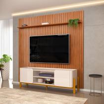 Bancada Cher e Painel Trento para TV até 65 Polegadas 250x240cm Off White Freijó- MABE MAGAZINE Bancada Cher e Painel Trento para TV até 65 Polegadas 250x240cm Off White Freijó- MABE MAGAZINE