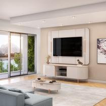 Bancada Com Painel Adele 1,80m Off White / Off White - DJ Móveis