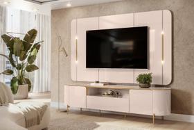 Bancada Com Painel Areta Para TV Até 75 Polegadas 2 Portas 1 Gavetas LED Off White 100%MDF - DJ Móveis