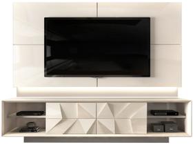 Bancada com Painel TV até 75” 4 Gavetas DJ Móveis Domani Pirâmide 3D