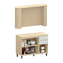 Bancada Cozinha 164cm Com Tampo Para Ilha E Balcão 120cm Aura Carvalho/cinza Cristal