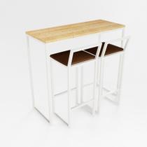 Bancada Cozinha Balcão Gourmet 120cm Pinus Com 2 Banquetas Estofada Br