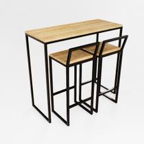 Bancada Cozinha Balcão Gourmet 120cm Pinus Com 2 Banquetas Pinus Pt