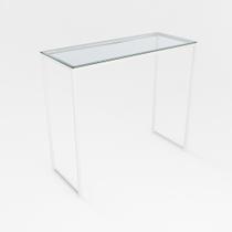 Bancada Cozinha Balcão Gourmet Branco 120cm Tampo Vidro