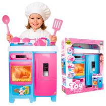 Bancada Cozinha Infantil Linda Toy Chef Com Fogão Talheres Botões E Torneira Funcional Bancada Cozinha Infantil Linda Toy Chef Com Fogão Talheres Botões E Torneira Funcional