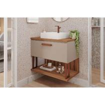 Bancada de Banheiro Balcão Duna 1 Porta c/ Cuba 80cm Cappuccino/Freijo - MGM