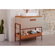 Bancada de Banheiro Balcão Portinari 1 Porta c/ Cuba 60cm Cappuccino/Freijo - MGM Bancada de Banheiro Balcão Portinari 1 Porta c/ Cuba 60cm Cappuccino/Freijo - MGM