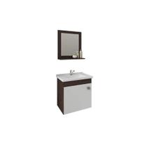 Bancada de Banheiro Balcão Suspenso Iris c/ Cuba 44cm e Espelheira 40cm Cafe/Branco - MGM Bancada de Banheiro Balcão Suspenso Iris c/ Cuba 44cm e Espelheira 40cm Cafe/Branco - MGM