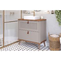 Bancada de Banheiro Balcão Vêneto 1 Porta e 1 Gaveta c/ Cuba 60cm Cappuccino/Freijo - MGM