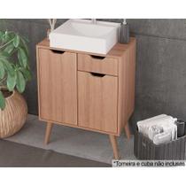 Bancada de Banheiro c/ Pés BN3637 s/ Cuba c/ 2 Portas e 1 Gaveta 60cm Amêndoa - Tecno Mobili Bancada de Banheiro c/ Pés BN3637 s/ Cuba c/ 2 Portas e 1 Gaveta 60cm Amêndoa - Tecno Mobili