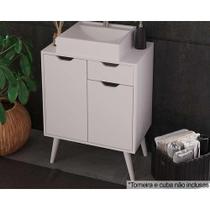 Bancada de Banheiro c/ Pés BN3637 s/ Cuba c/ 2 Portas e 1 Gaveta 60cm Branco - Tecno Mobili Bancada de Banheiro c/ Pés BN3637 s/ Cuba c/ 2 Portas e 1 Gaveta 60cm Branco - Tecno Mobili