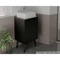 Bancada de Banheiro c/ Pés BN3641 s/ Cuba c/ 1 Porta 45cm Preto - Tecno Mobili
