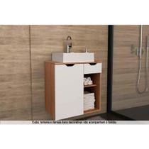 Bancada de Banheiro Suspenso BN3605 1 Porta 1 Gaveta cor Amêndoa - Tecno Mobili