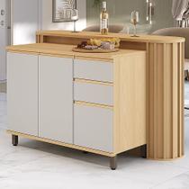 Bancada de Cozinha 164cm com Tampo Para Ilha e Balcão de Cozinha 120cm 3 Portas e 2 Gavetas Com Tampo Aura Luciane Móveis