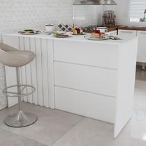 Bancada de Cozinha Alta Ilha Gourmet Ripado Branco Hp - Panorama Móveis Bancada de Cozinha Alta Ilha Gourmet Ripado Branco Hp - Panorama Móveis