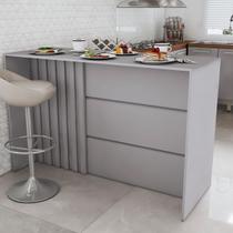 Bancada de Cozinha Alta Ilha Gourmet Ripado Cinza Hp - Panorama Móveis Bancada de Cozinha Alta Ilha Gourmet Ripado Cinza Hp - Panorama Móveis