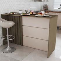 Bancada de Cozinha Alta Ilha Gourmet Ripado Duna/Cristal - Panorama Móveis