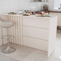 Bancada de Cozinha Alta Ilha Gourmet Ripado Off White - Panorama Móveis Bancada de Cozinha Alta Ilha Gourmet Ripado Off White - Panorama Móveis