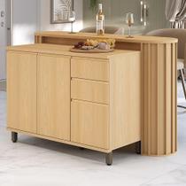 Bancada de Cozinha com Balcão Aura 3 Portas 1 Prateleira MDF 144CM Amadeirado Bancada de Cozinha com Balcão Aura 3 Portas 1 Prateleira MDF 144CM Amadeirado