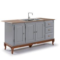 Bancada de Cozinha Ilha Alta de Madeira Hannover com 3 Portas e 3 Gavetas - M560725