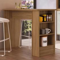 Bancada de Cozinha Ilha Gourmet Americana 2 Prateleiras 3 Nichos 130cm Decibal Móveis Linha Gaia CO8000 Cor Naturalle