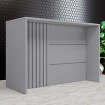 Bancada de Cozinha Ilha Gourmet com Ripado Cinza Hp - Henn Bancada de Cozinha Ilha Gourmet com Ripado Cinza Hp - Henn