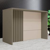 Bancada de Cozinha Ilha Gourmet com Ripado Duna/Cristal - Henn Bancada de Cozinha Ilha Gourmet com Ripado Duna/Cristal - Henn