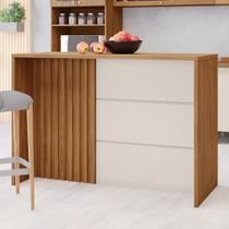 Bancada de Cozinha Ilha Gourmet com Ripado Nature/Areia Hp - Henn Bancada de Cozinha Ilha Gourmet com Ripado Nature/Areia Hp - Henn