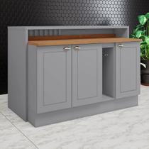 Bancada de Cozinha Kit Ilha Gourmet Americana 3 Portas Ripado Nature/Cinza - Henn Bancada de Cozinha Kit Ilha Gourmet Americana 3 Portas Ripado Nature/Cinza - Henn