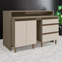 Bancada de Cozinha Kit Ilha Gourmet Connect 2 Portas 3 Gavetas Ripado Ce814 Duna/Cristal - Henn