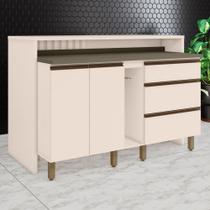 Bancada de Cozinha Kit Ilha Gourmet Connect 2 Portas 3 Gavetas Ripado Ce814 Duna/Off White - Henn