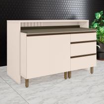 Bancada de Cozinha Kit Ilha Gourmet Connect 2 Portas 3 Gavetas Ripado Duna/Off White - Henn