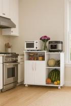 Bancada de Cozinha Paneleiro Fruteira Com Porta e Rodízios Branco