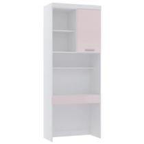 Bancada De Estudos Modulada 90cm 1 Porta Alpes Branco/Rosa