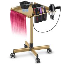 Bancada de Salão TASALON Gold com Rodas - Altura Ajustável 5589 cm Bancada de Salão TASALON Gold com Rodas - Altura Ajustável 5589 cm