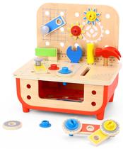 Bancada de trabalho TOOKYLAND Pretend Play de madeira 31 unidades para crianças de 3 anos ou mais Bancada de trabalho TOOKYLAND Pretend Play de madeira 31 unidades para crianças de 3 anos ou mais